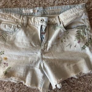 Pilcro Light Blue Floral Jean Shorts